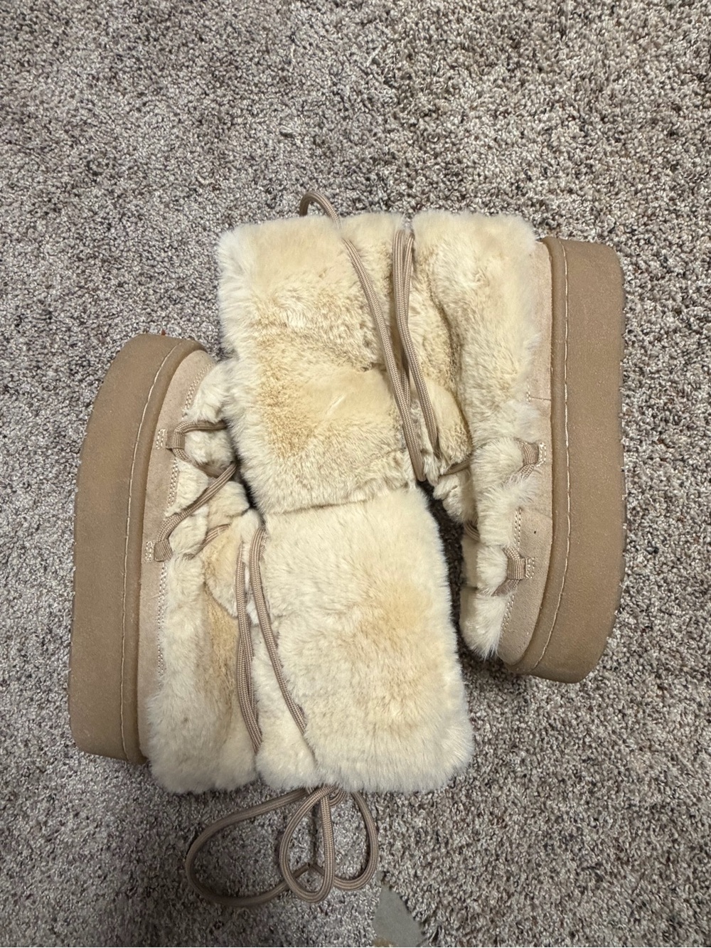 H&M Cream Faux Fur Ankle Booties